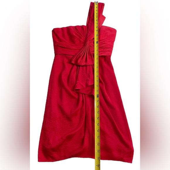 BCBGMaxAzria Palais One Shoulder Dress Women 4 Red Mini Chic Cocktail Prom Party - Picture 6 of 9